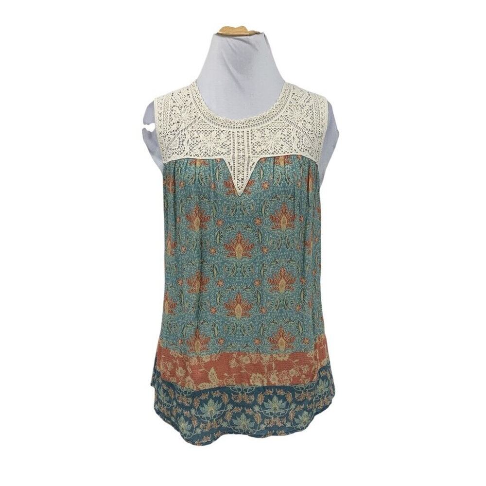 Maeve Top Womens S Small Multi Laced Eleanor Crochet Floral Lined Keyhole Blouse